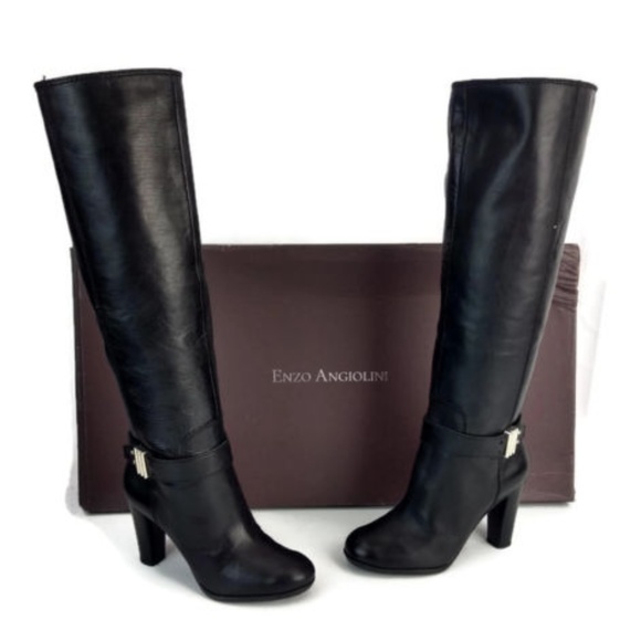 black knee high boots in store